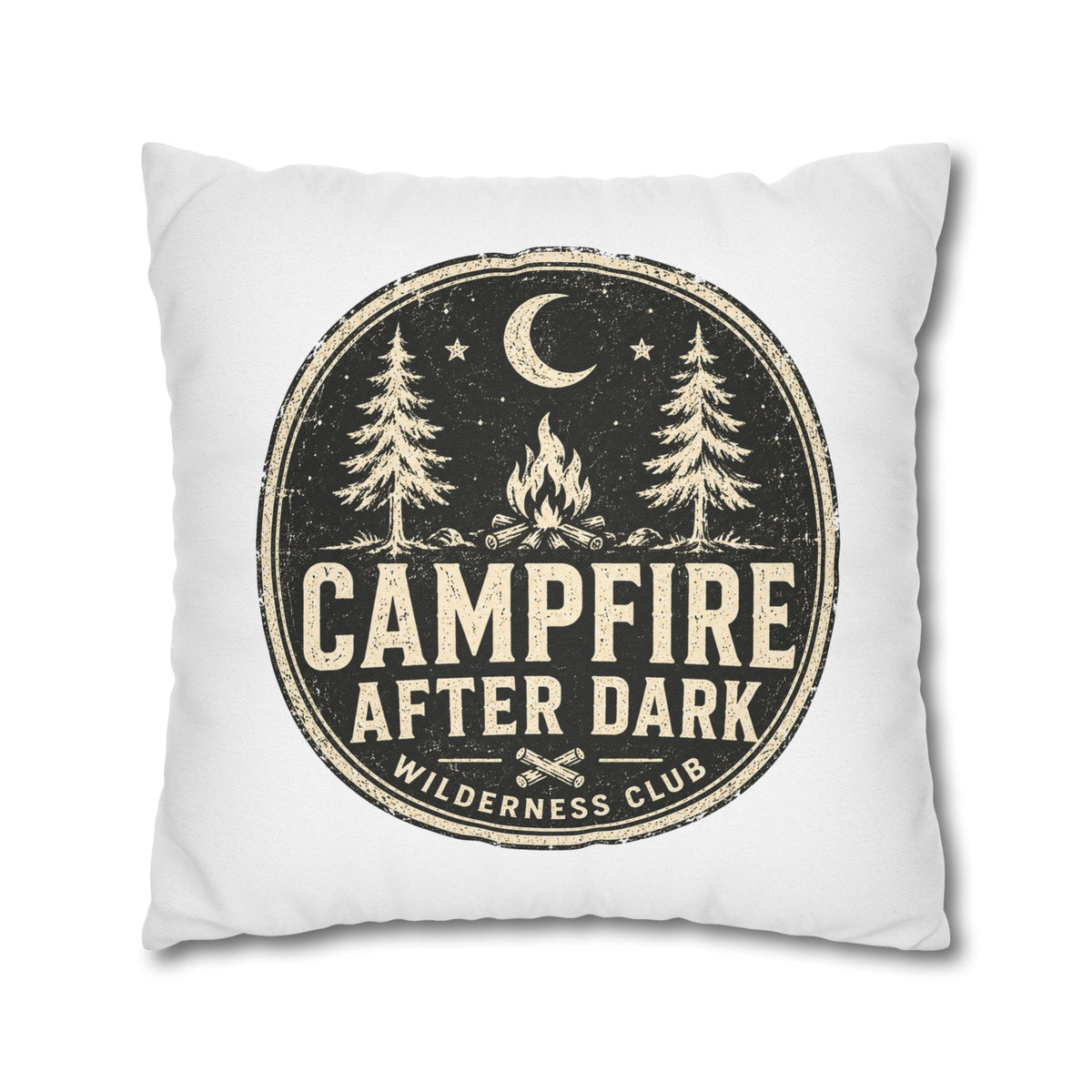 Campfire After Dark Decorative Pillowcase Milo Bailey Dog Dad Mom — Wilderness Camping Accent