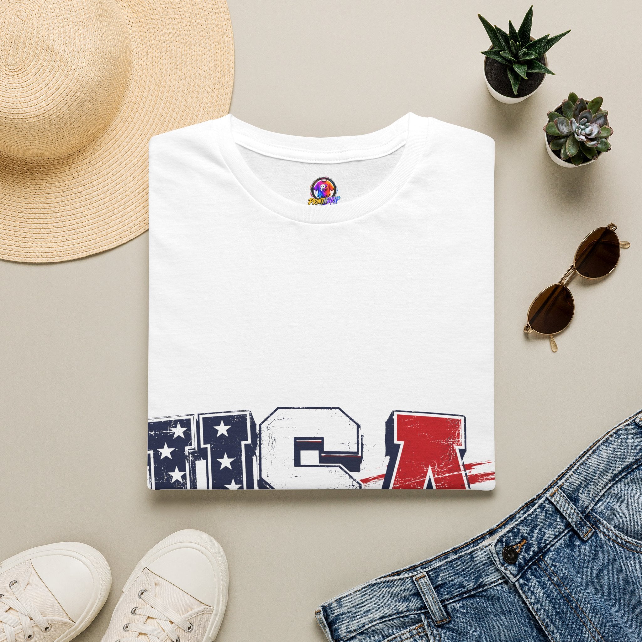 USA Flag Graphic T-Shirt — Patriotic Red White & Blue Tee