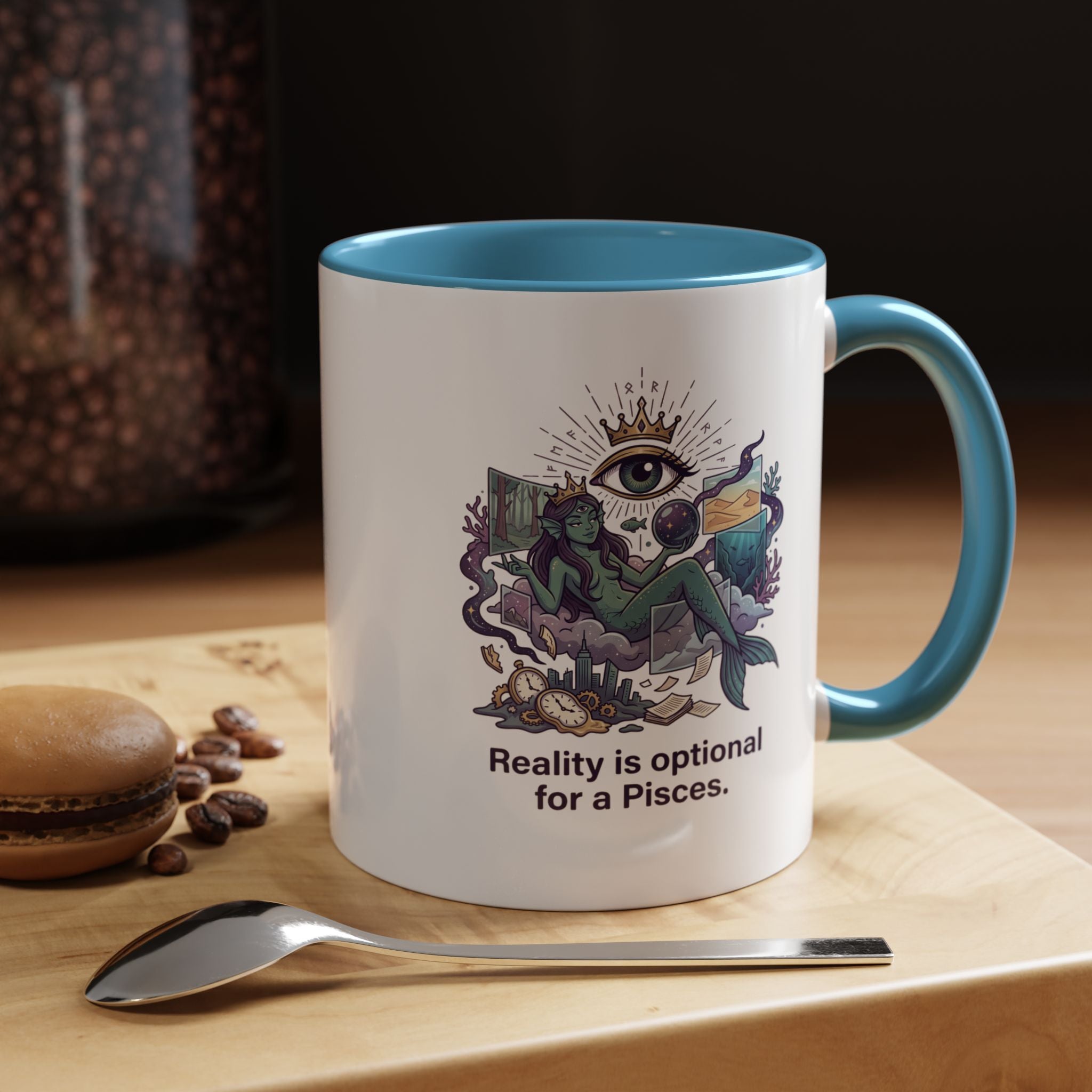 Pisces Zodiac Coffee Mug — "Reality is Optional for a Pisces" Accent Mug