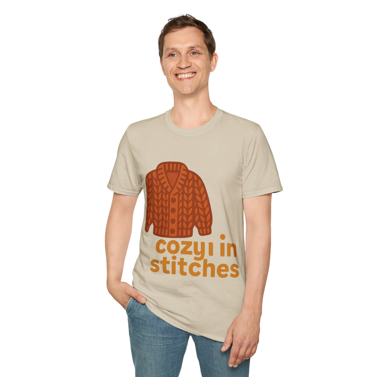 "Cozy In Stitches" Autumn Sweater Tee | Cute Knitting Crochet T-Shirt - Trending Now - September 2026