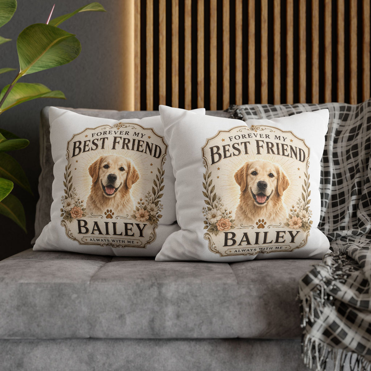Personalized Dog Pillowcase  Milo Bailey Dog Dad Mom— "Forever My Best Friend" Custom Pet Name Cushion Cover