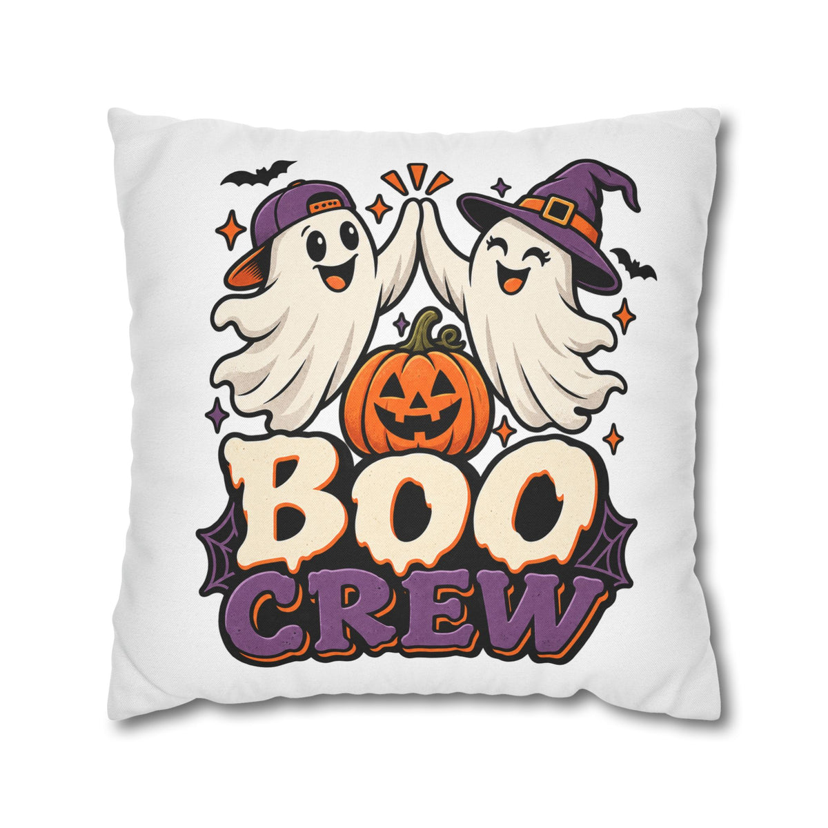 Halloween Boo Crew Pillowcase — Cute Ghost Pumpkin Decorative Throw Pillow Cover