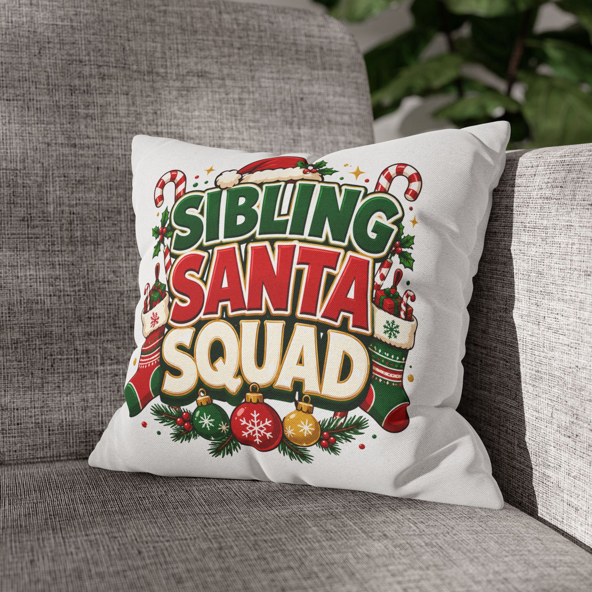 Christmas Sibling Santa Squad Pillowcase
