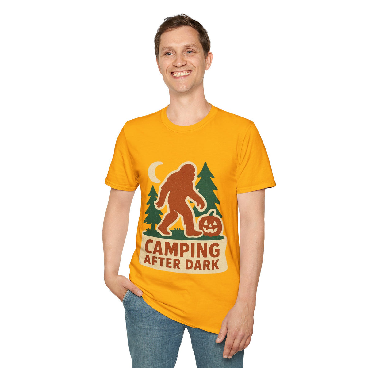 Camping After Dark T‑Shirt — Retro Bigfoot Camp Graphic Tee - Trending Now - August 2026