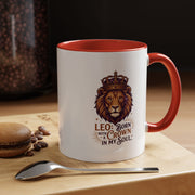 Leo Zodiac Coffee Mug — "Born with a Crown in My Soul" Lion Design