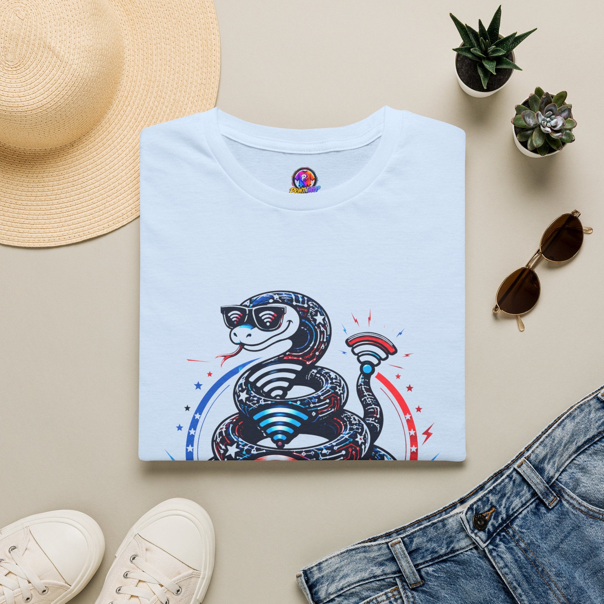 Don’t Tread on My WiFi T-Shirt — Patriotic Gadsden Snake WiFi Tee