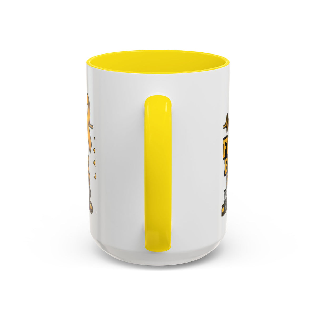 Childhood Cancer Awareness Accent Coffee Mug — "Fight Believe Support" 11/15oz