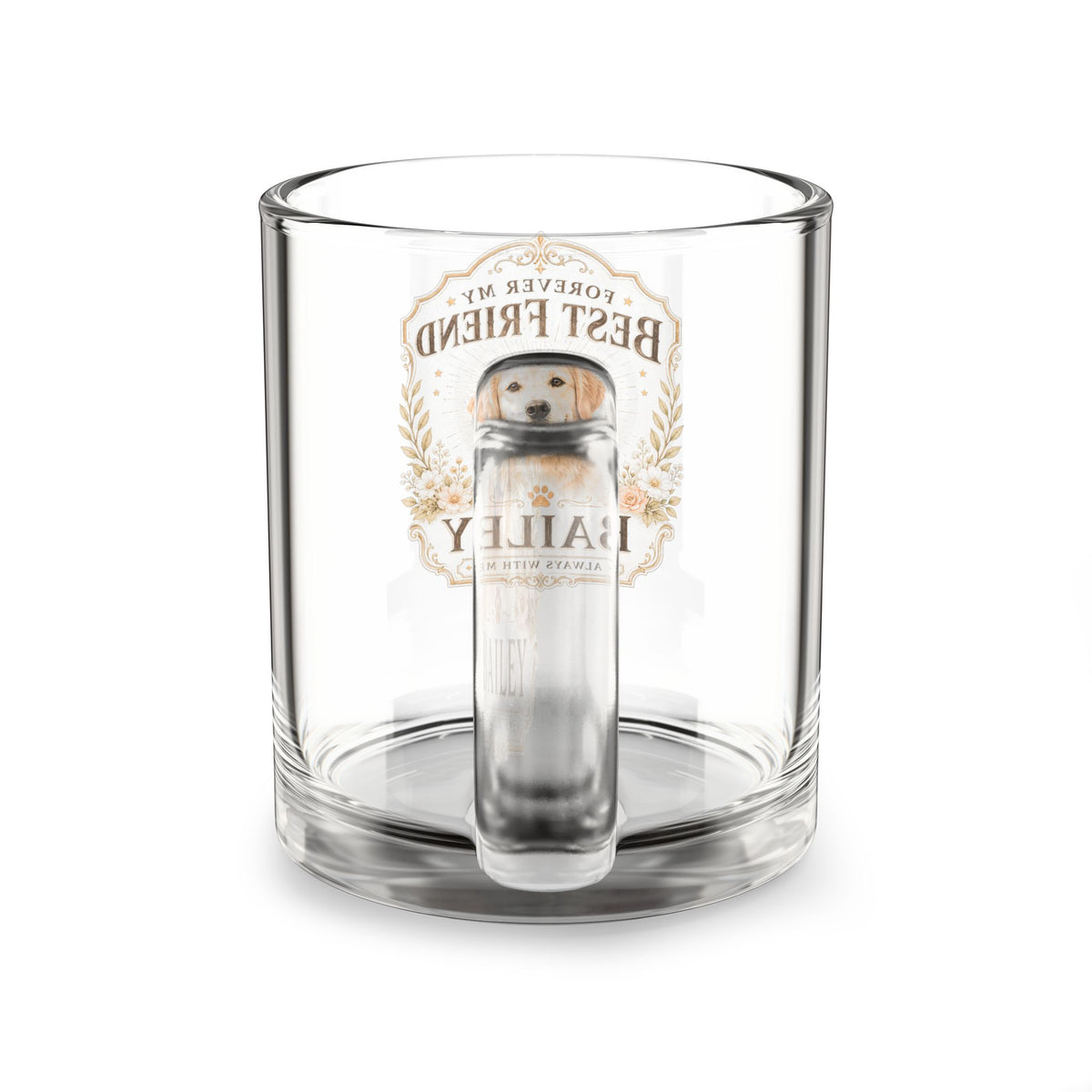 Glass Mug, 10oz Milo Bailey Dog Dad Mom Glass Mug, 10oz