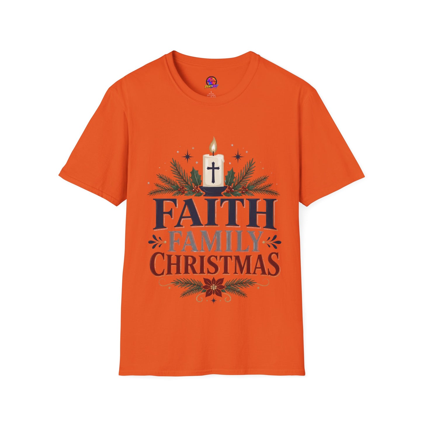 Christmas Faith T-Shirt — "Faith, Family, Christmas" Religious Holiday Tee
