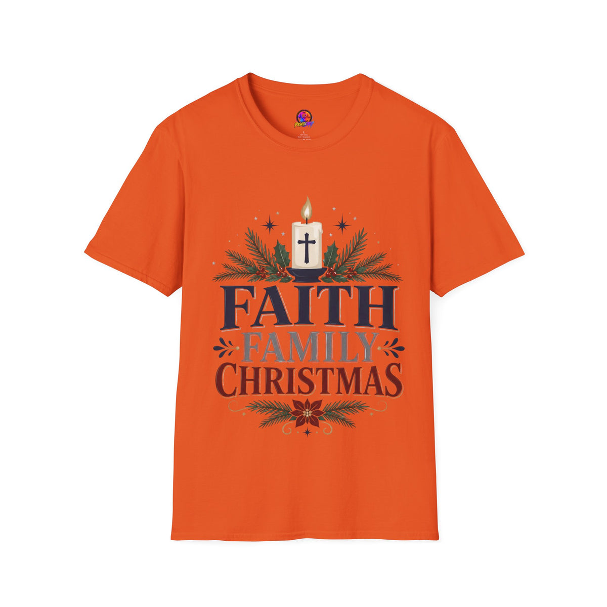 Christmas Faith T-Shirt — "Faith, Family, Christmas" Religious Holiday Tee