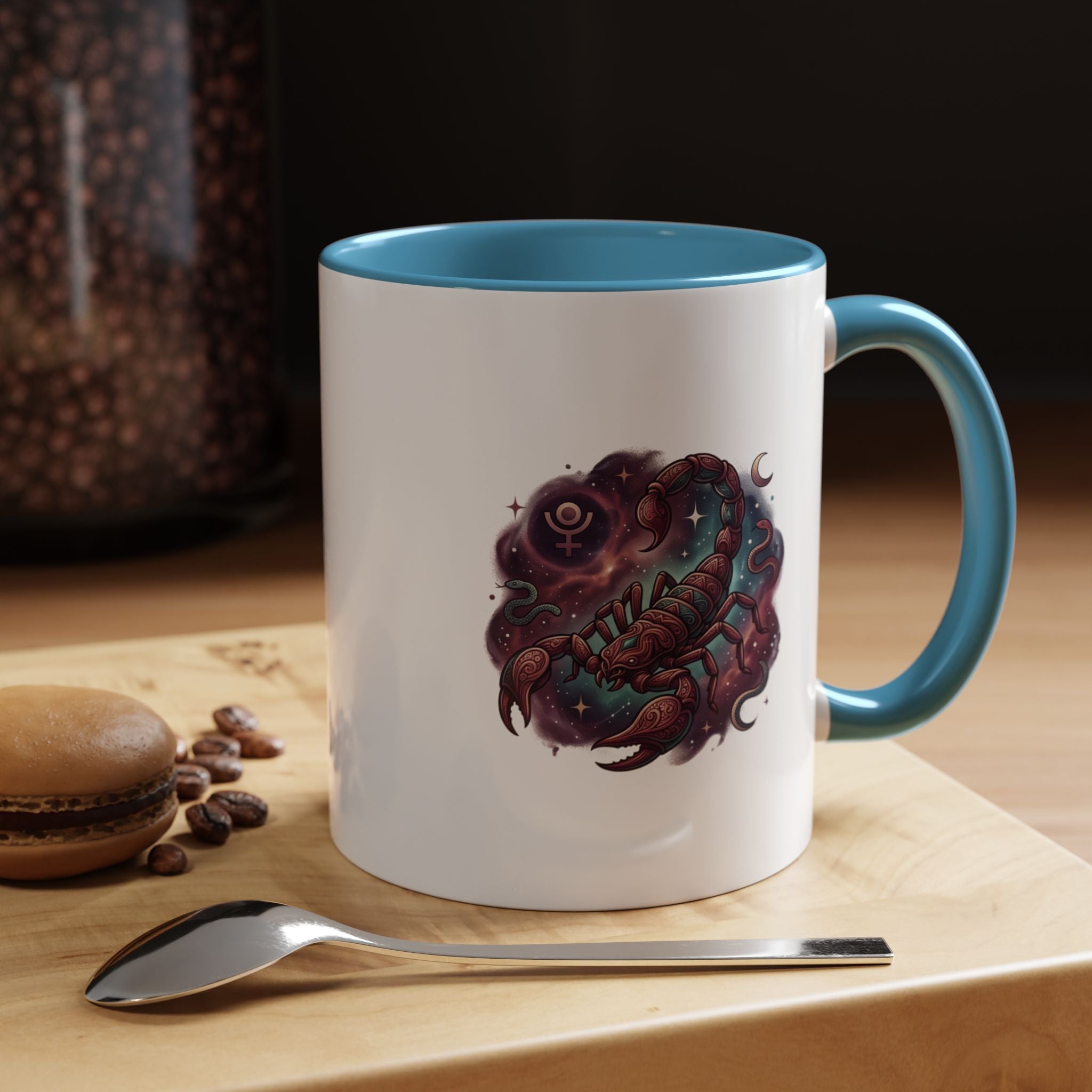 Scorpio Zodiac Accent Coffee Mug — Celestial Scorpion Astrology Design