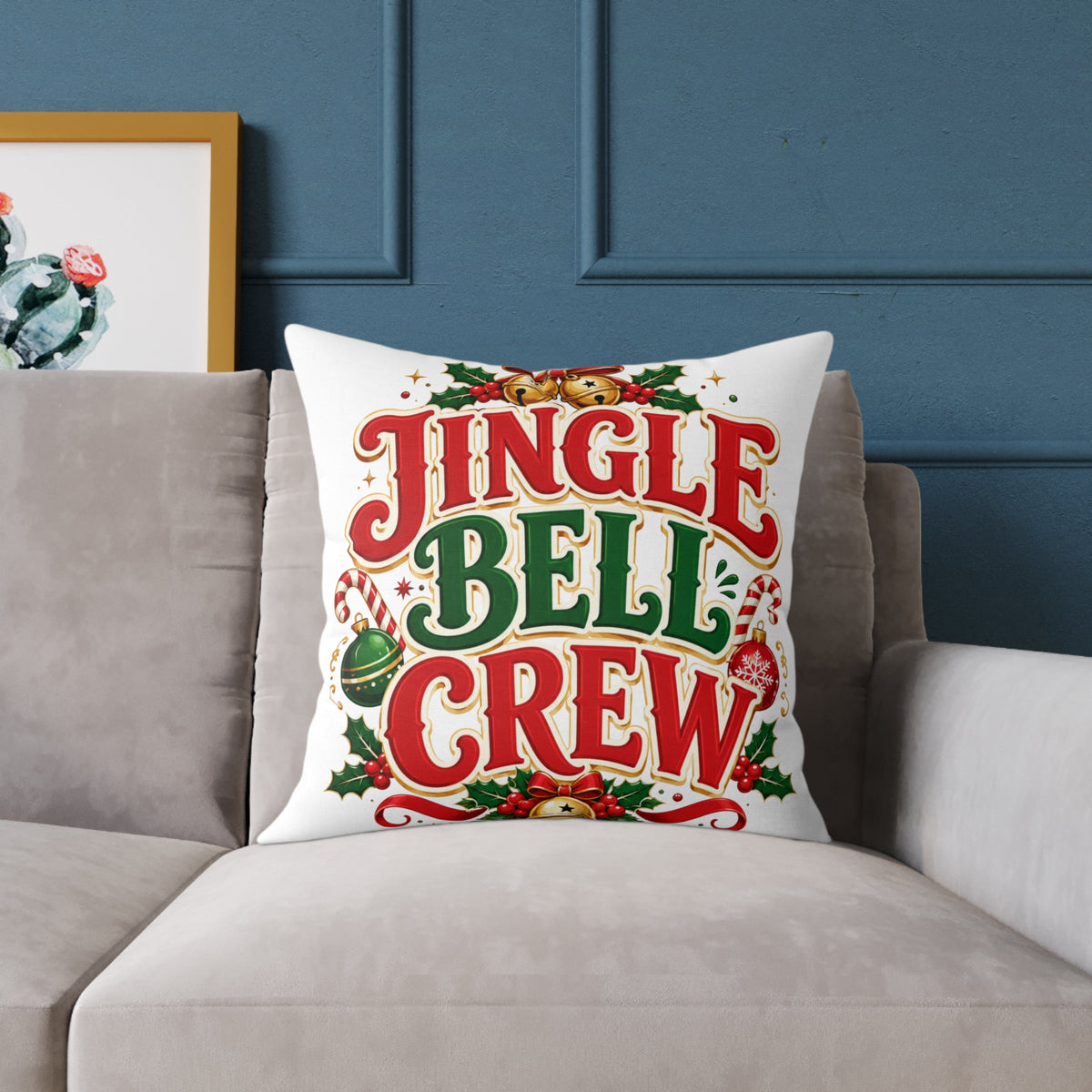 Christmas Jingle Bell Crew Holiday Pillow — Festive Christmas Decorative Throw Pillow
