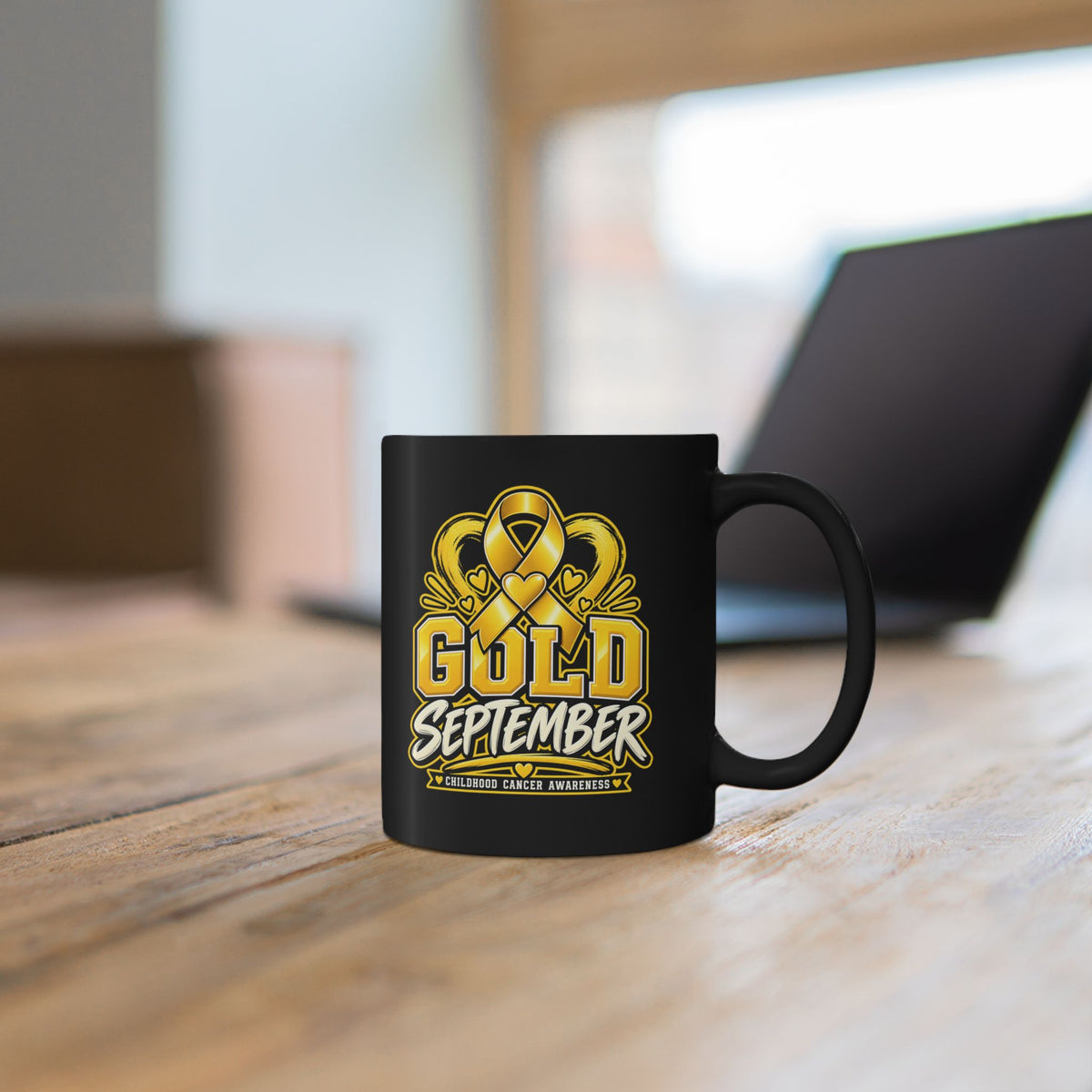 Gold September Mug — Childhood Cancer Awareness Coffee Cup (11oz/15oz)