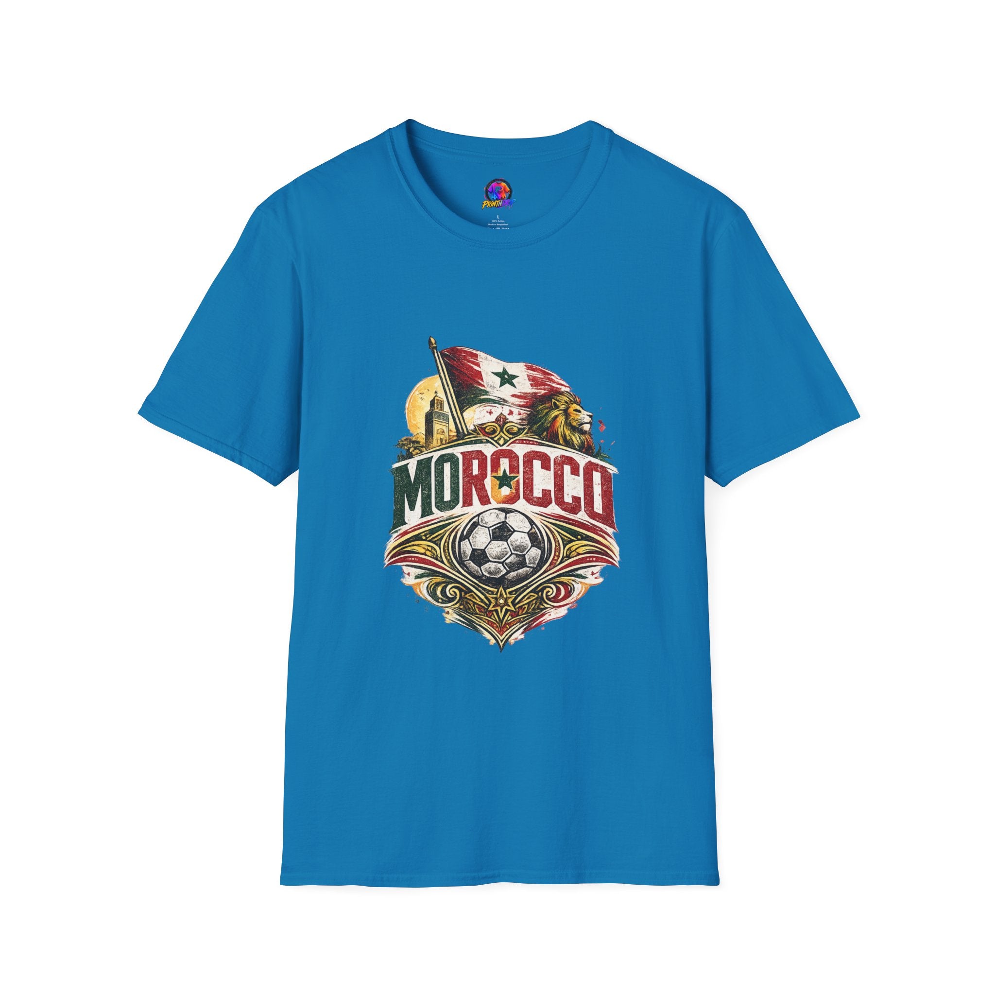 Morocco Soccer T-Shirt — Vintage Flag & Lion Football Tee