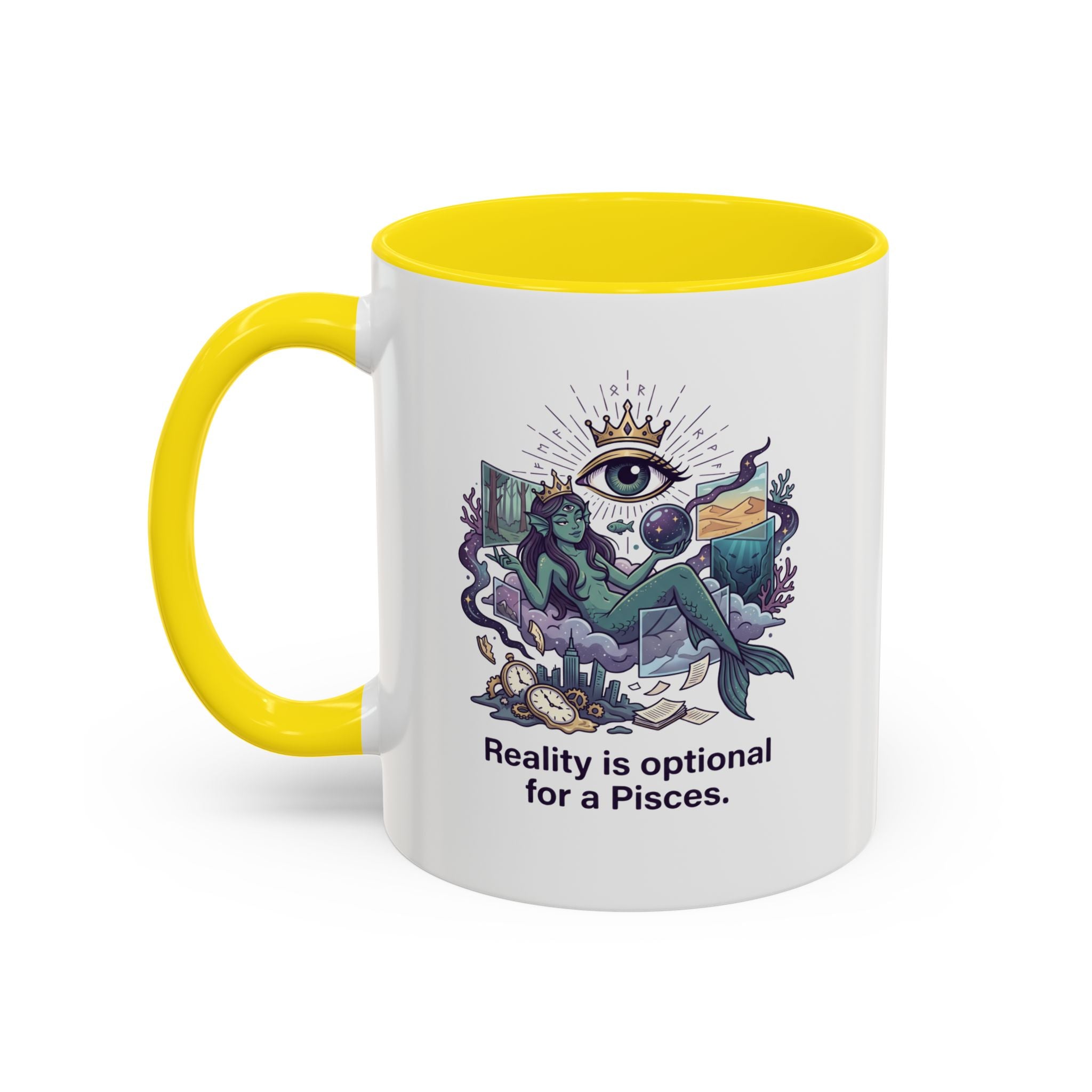 Pisces Zodiac Coffee Mug — "Reality is Optional for a Pisces" Accent Mug