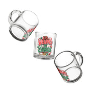 Christmas Glass Mug 10 oz Wrapped in Chaos Glass Mug — Funny Christmas Holiday Coffee Cup (10oz)