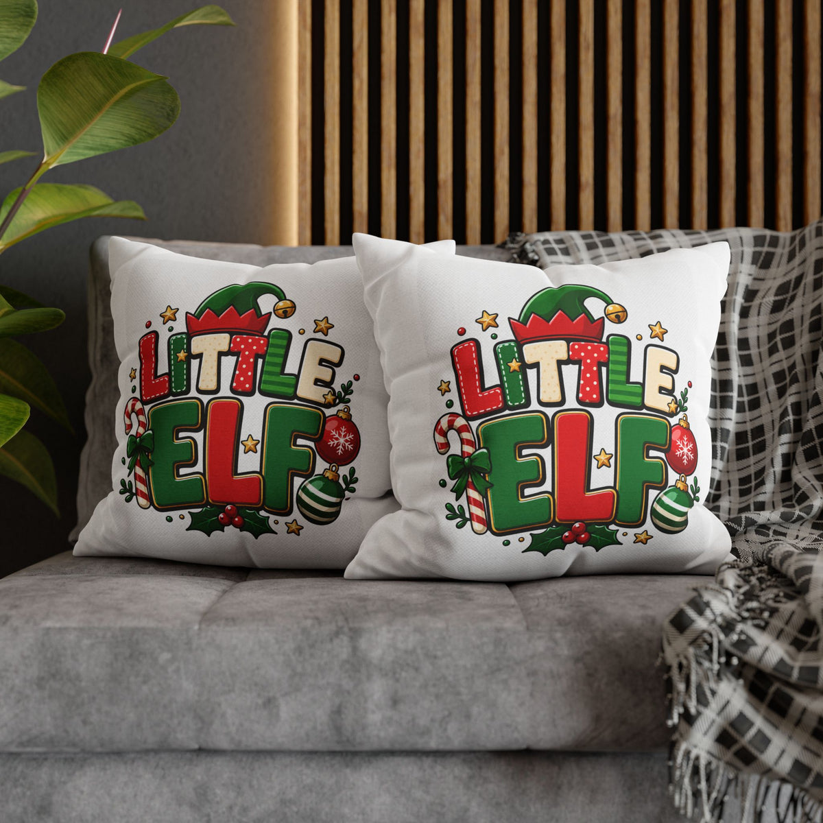 Little Elf Christmas Pillowcase — Cute Holiday Kids Decorative Pillow Cover