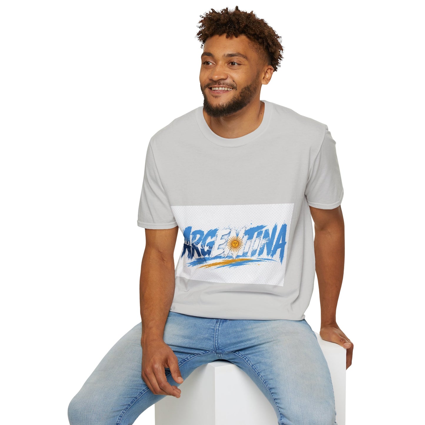 Argentina Graphic T-Shirt — Argentina Typography Tee with Sun & Flag Colors