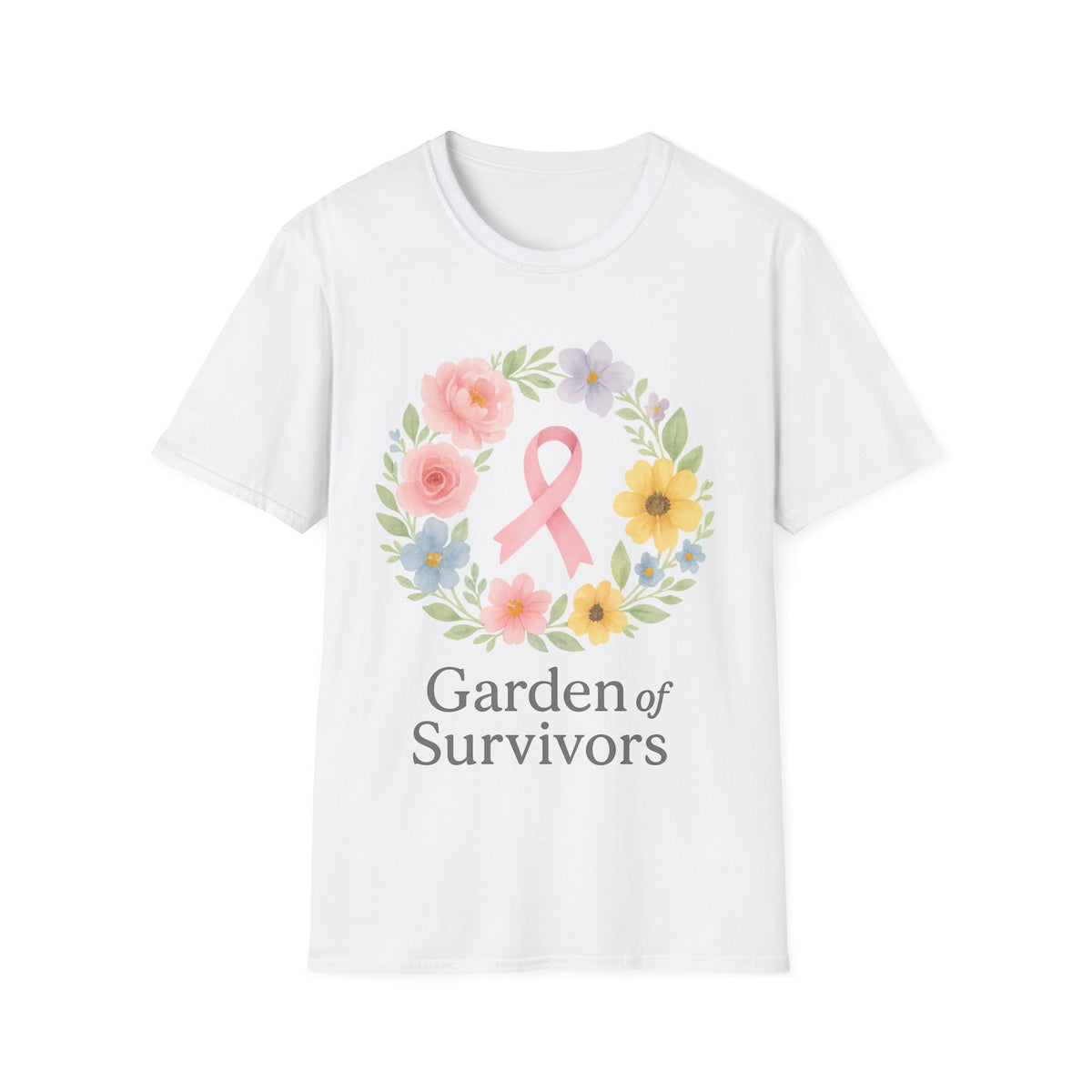 Garden of Survivors Wildflower Wreath T-Shirt, Pink October Breast Cancer Awareness Tee - Trending Now - September 2026