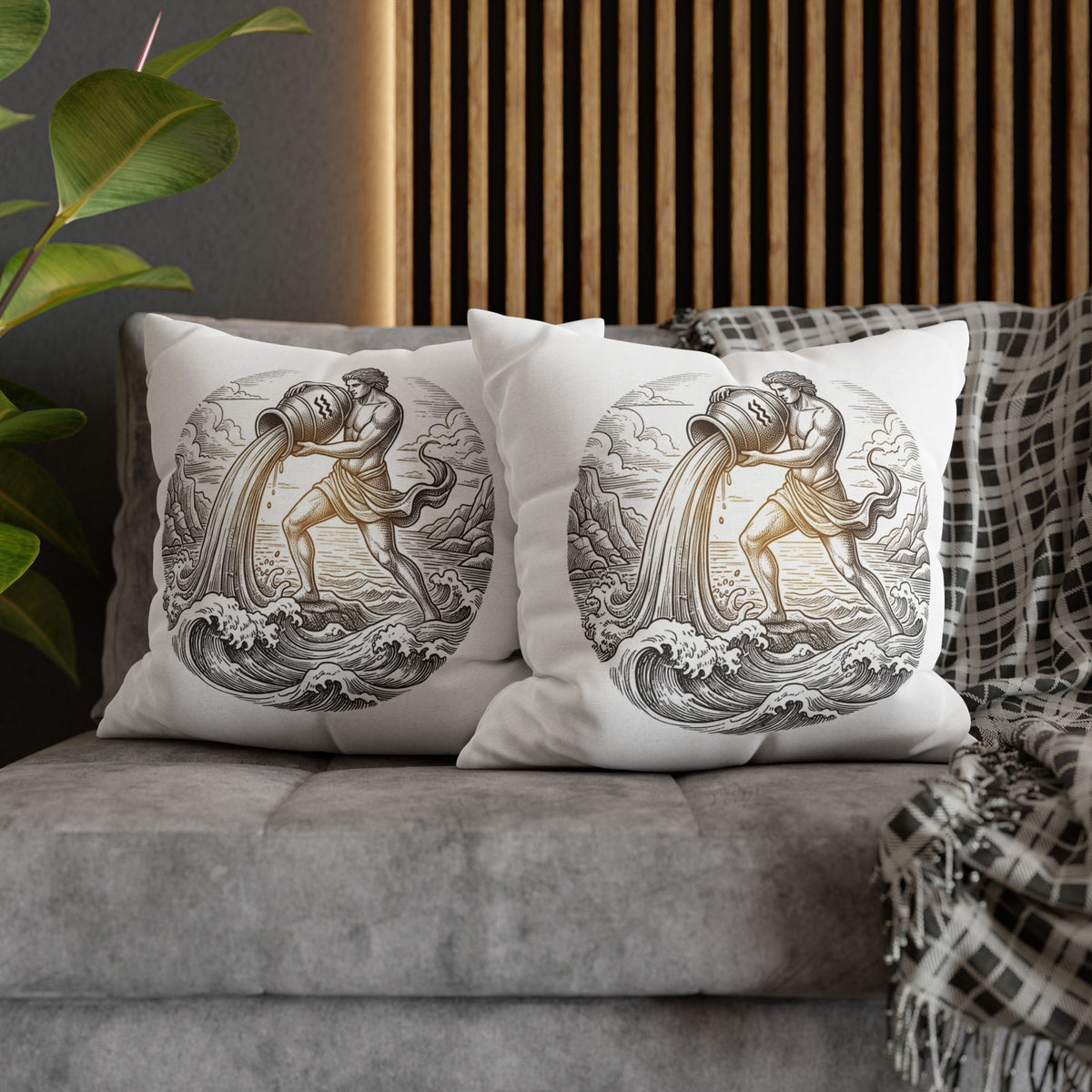 Aquarius Zodiac Throw Pillowcase — Astrology Decorative Pillow Cover