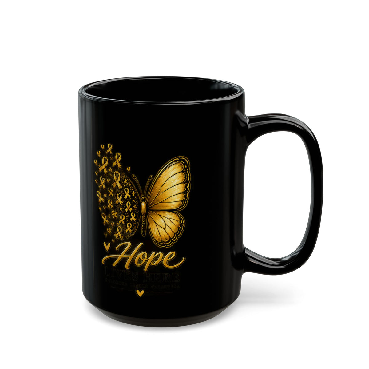Childhood Cancer Awareness Hope Butterfly Black Mug