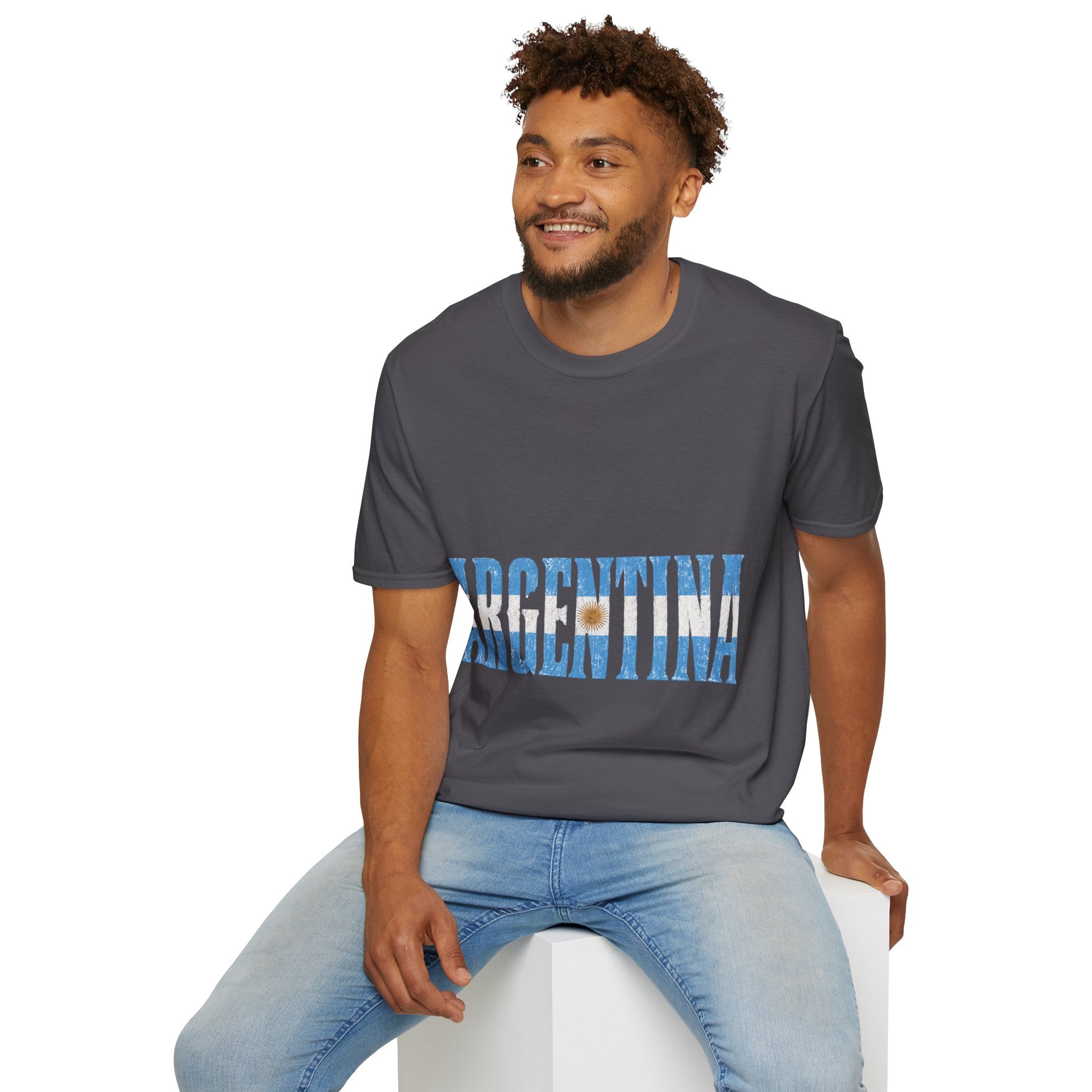 Argentina Beach Vibes T-Shirt — Distressed Blue "ARGENTINA" Graphic
