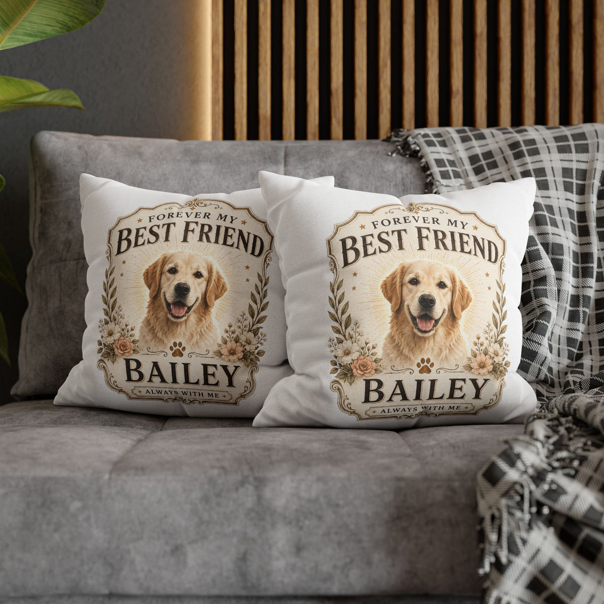 Personalized Dog Pillowcase  Milo Bailey Dog Dad Mom— "Forever My Best Friend" Custom Pet Name Cushion Cover