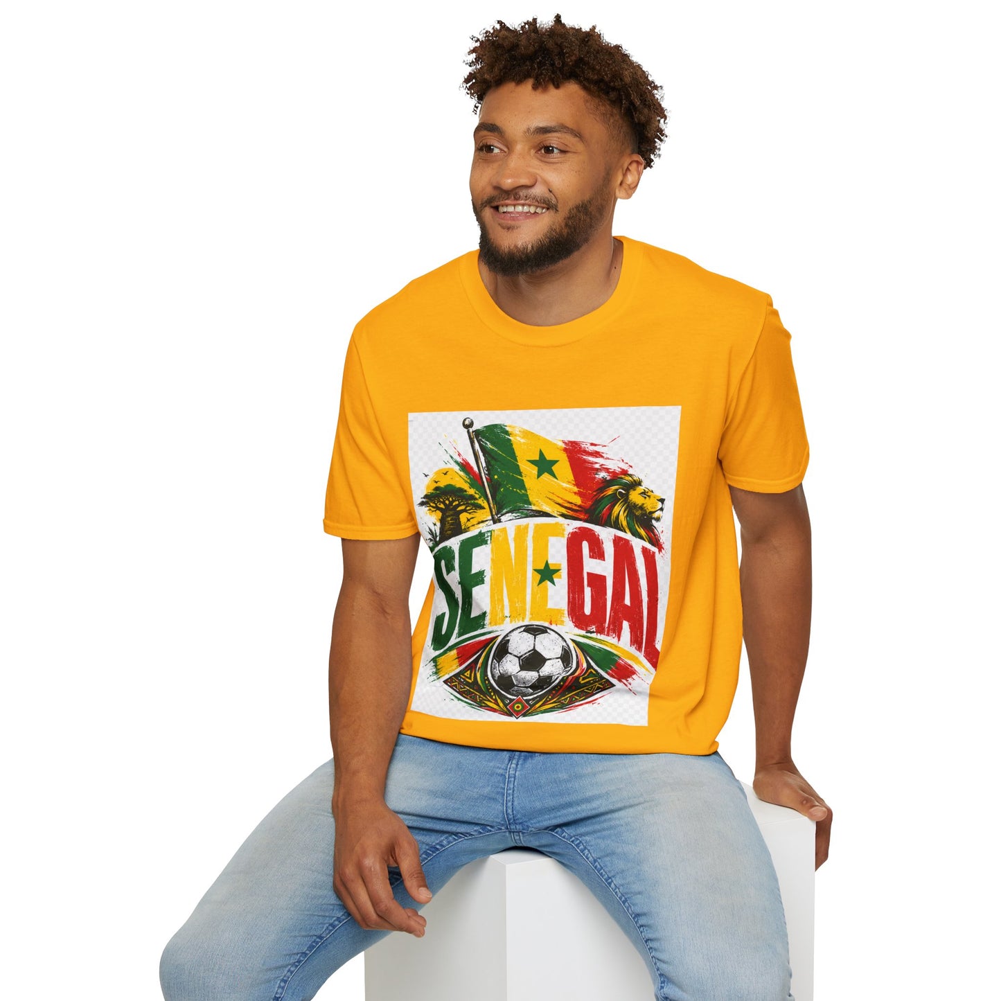 Senegal Flag Soccer T-Shirt — Lion & Football Pride Tee