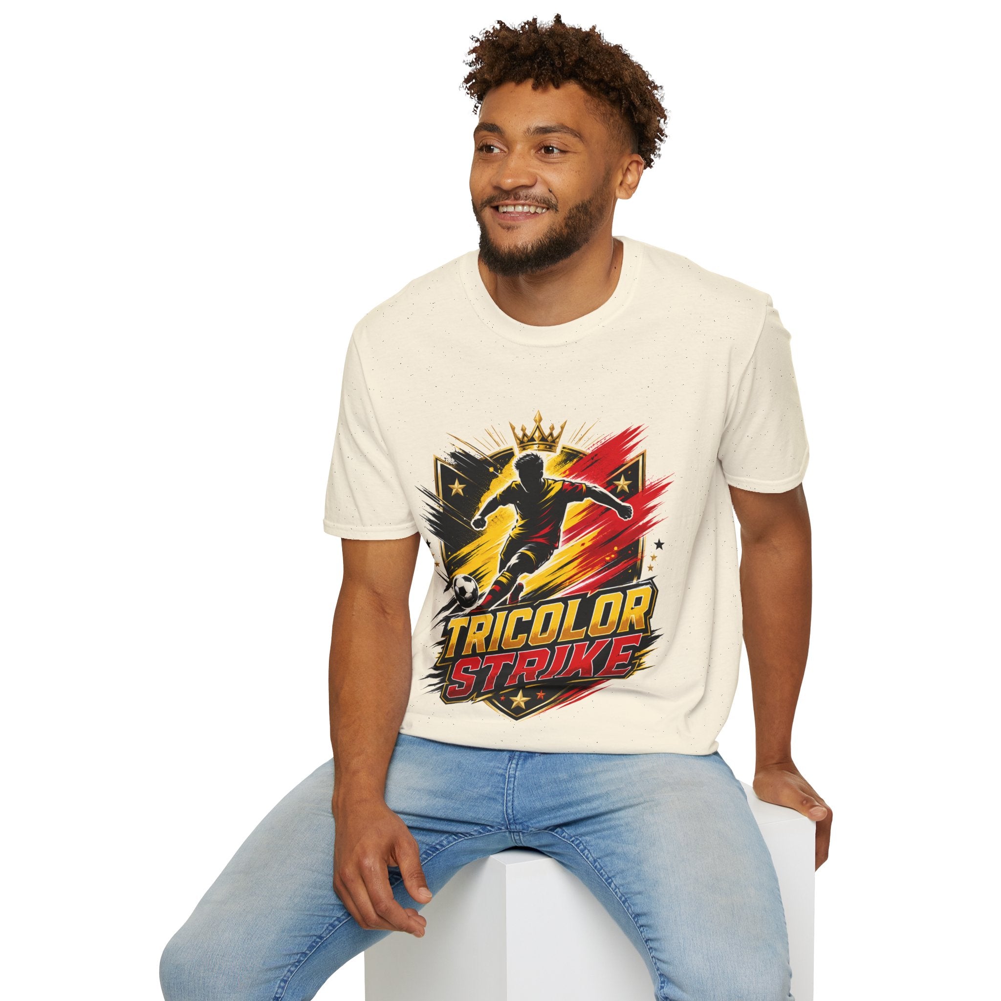 Belgium Soccer T-Shirt — 'Tricolor Strike' Graphic Jersey Tee