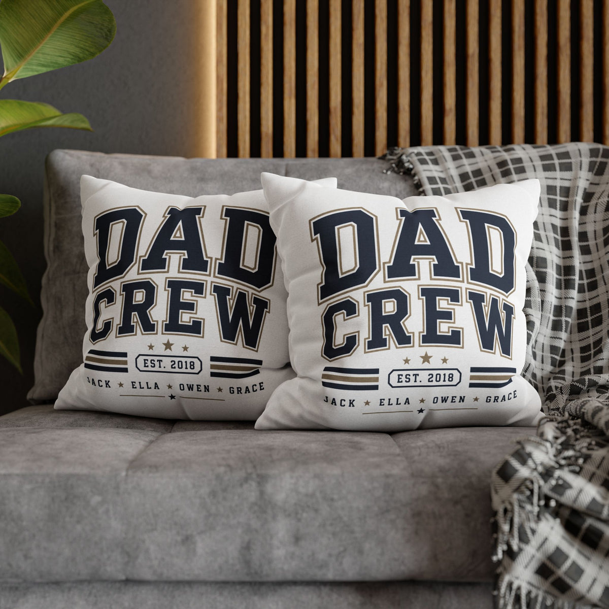 Dad Crew Decorative Pillowcase Milo Bailey Dog Dad Mom – Personalized Family Name Accent