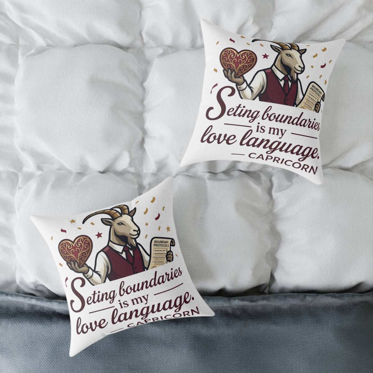 Capricorn Pillow – "Setting Boundaries Is My Love Language" Zodiac Décor