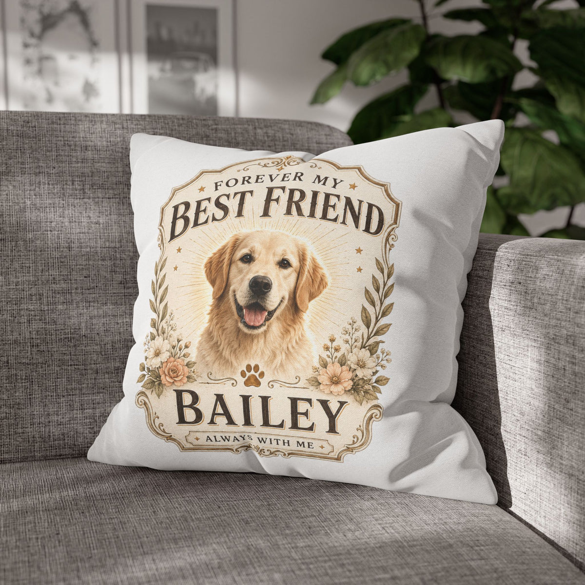 Personalized Dog Pillowcase  Milo Bailey Dog Dad Mom— "Forever My Best Friend" Custom Pet Name Cushion Cover