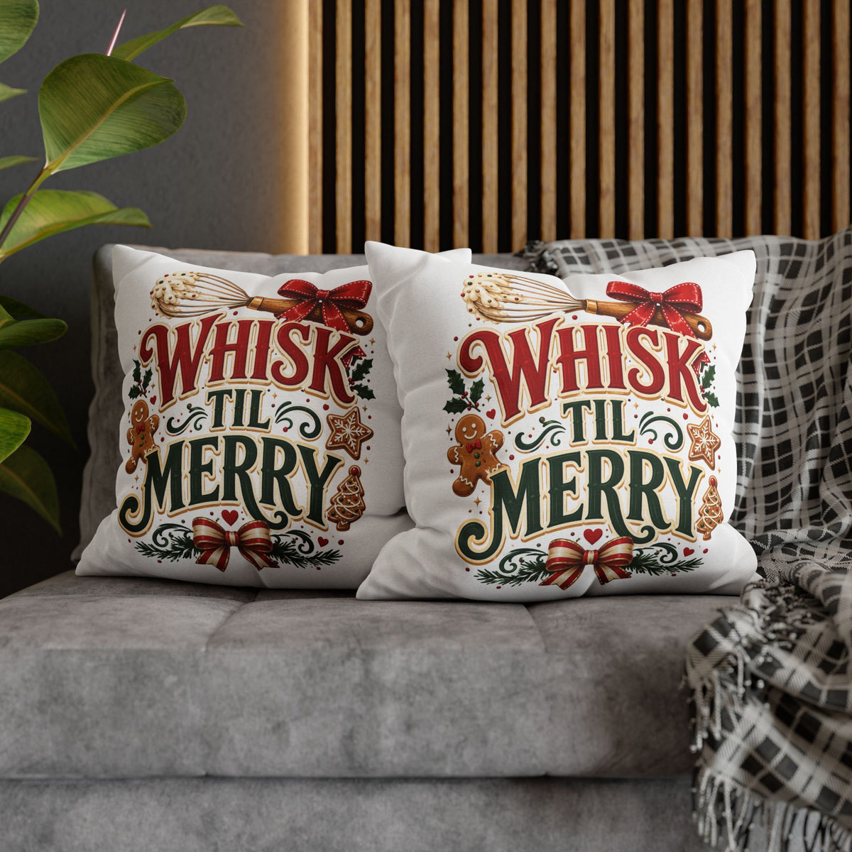 Christmas Whisk 'Til Merry Christmas Pillowcase Spun Square Pillowcase