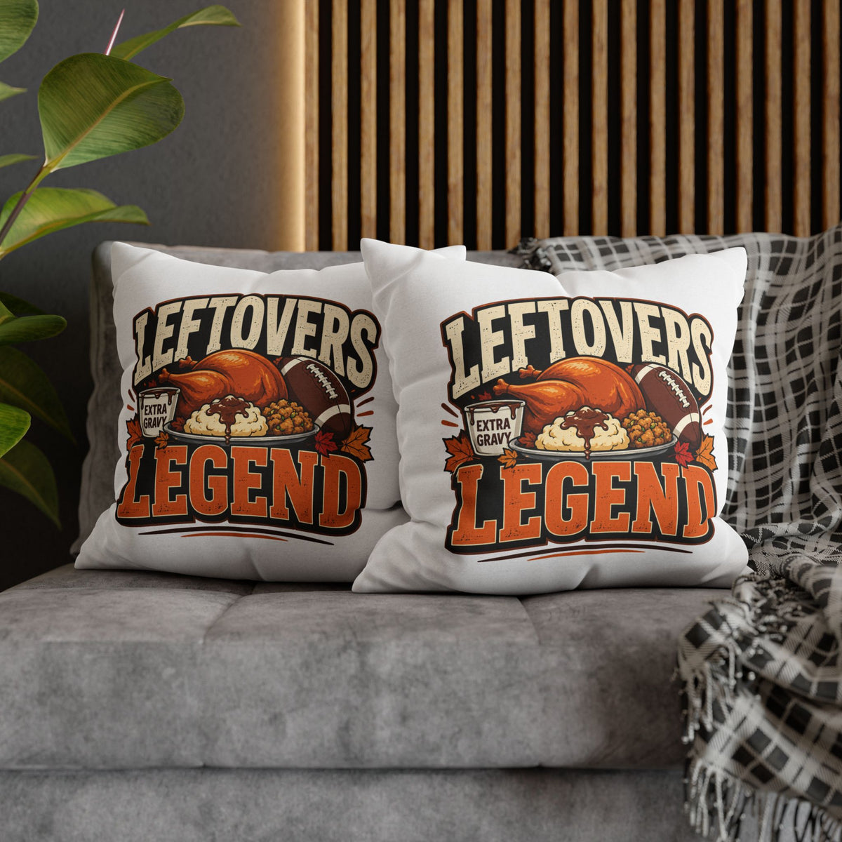 Thanksgiving Leftovers Legend Pillow — Thanksgiving Football Turkey Throw Pillowcase
