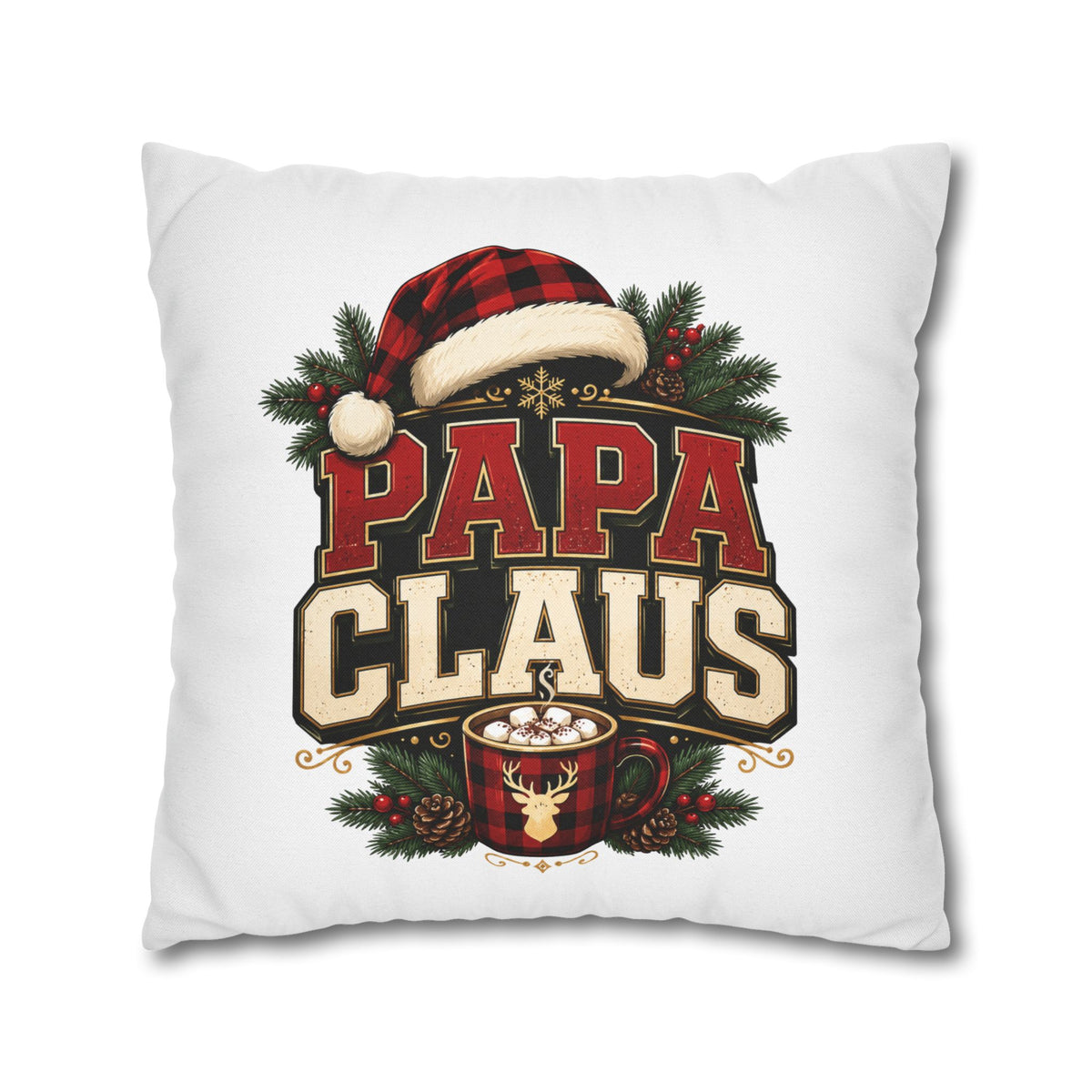 Christmas Papa Claus Holiday Pillowcase — Festive Christmas Cushion Cover for Dad
