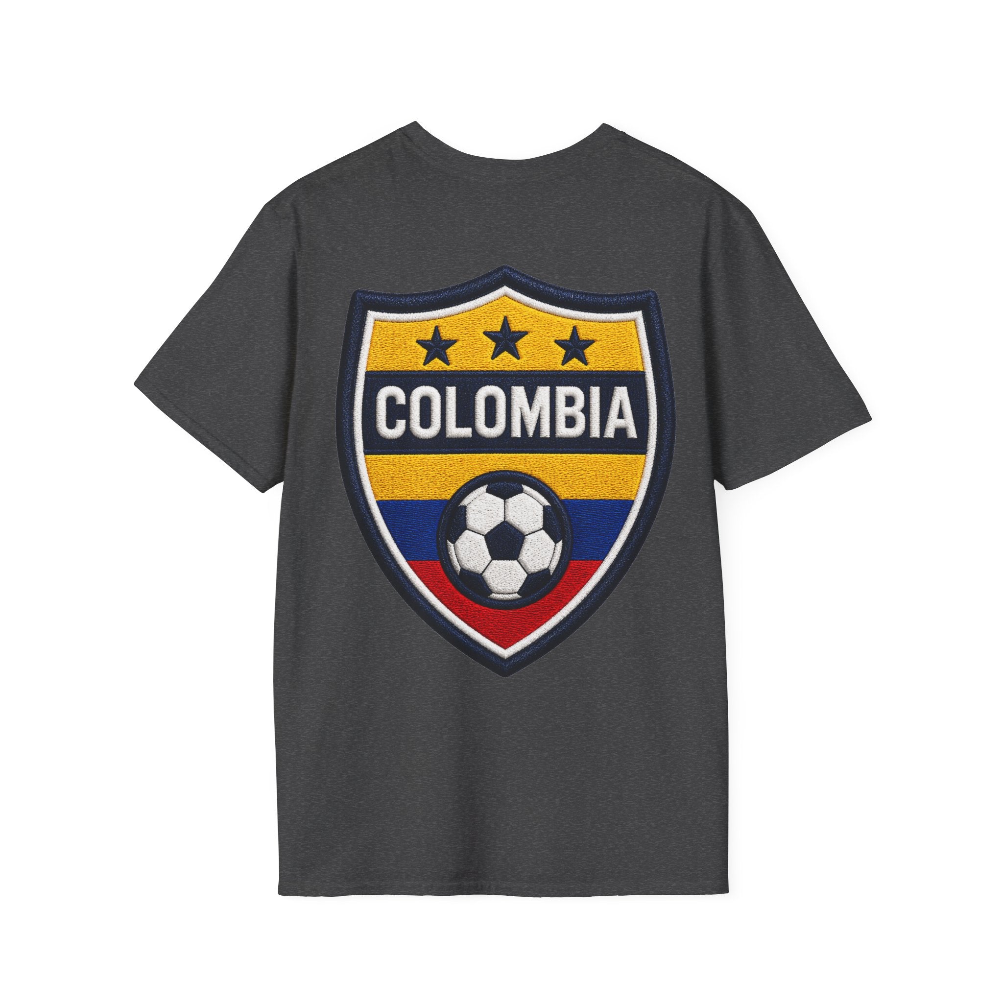 Columbia Soccer Player Graphic T-Shirt — "Golden Rhythm" Vibrant Beach Soccer Tee