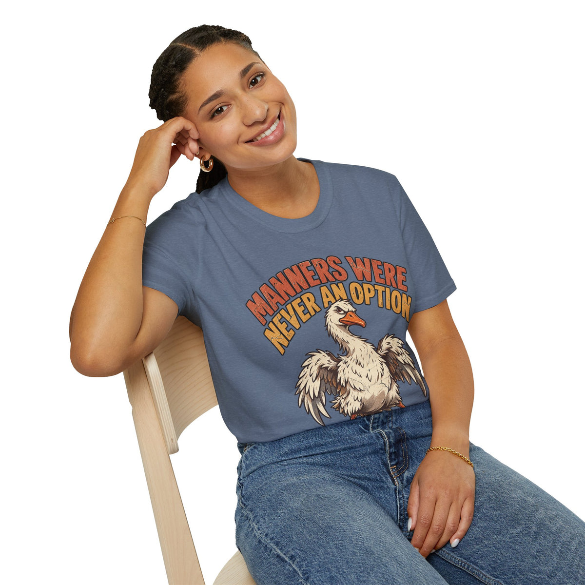 Funny And Witty “Manners Were Never An Option” Goose Graphic T-Shirt
