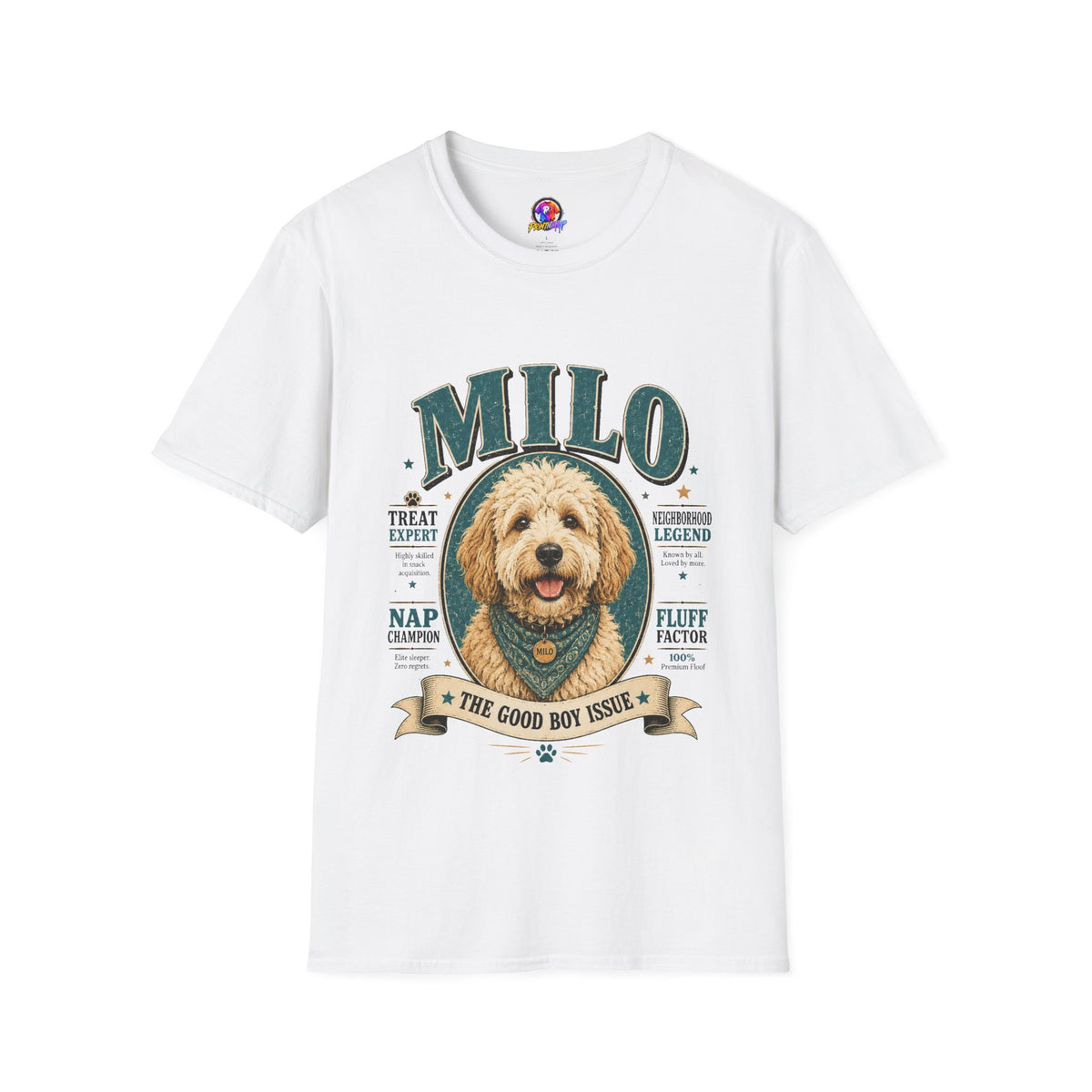 Dog Lover T-Shirt — "MILO" Personalized Pet Portrait Tee