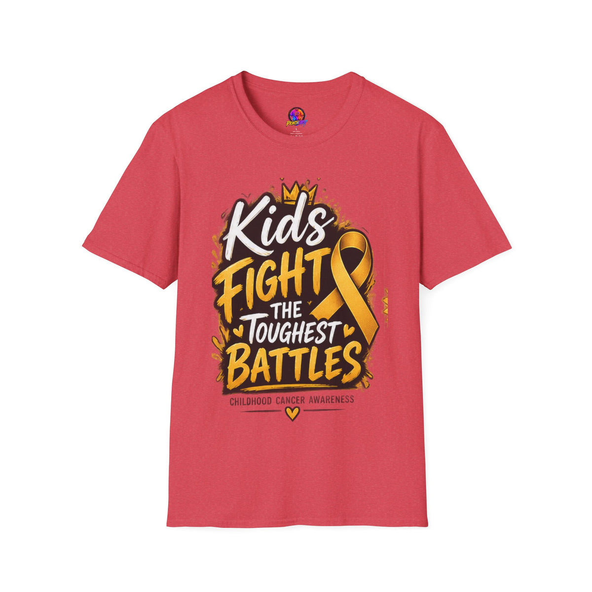 Childhood Cancer Awareness T-Shirt — "Kids Fight the Toughest Battles" Gold Ribbon