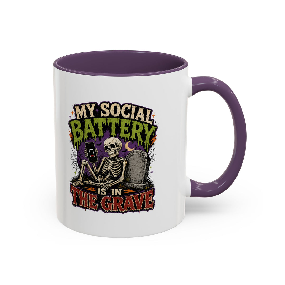 Halloween  My Social Battery Accent Coffee Mug