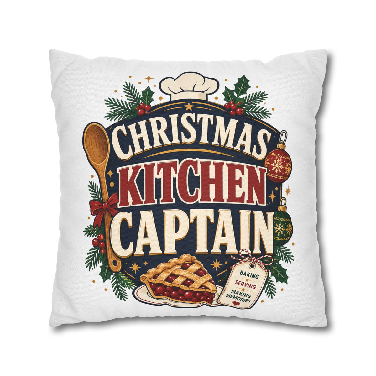 Christmas Kitchen Captain Pillowcase Modern Day Christmas  — Holiday Baking Decorative Throw Pillowcase