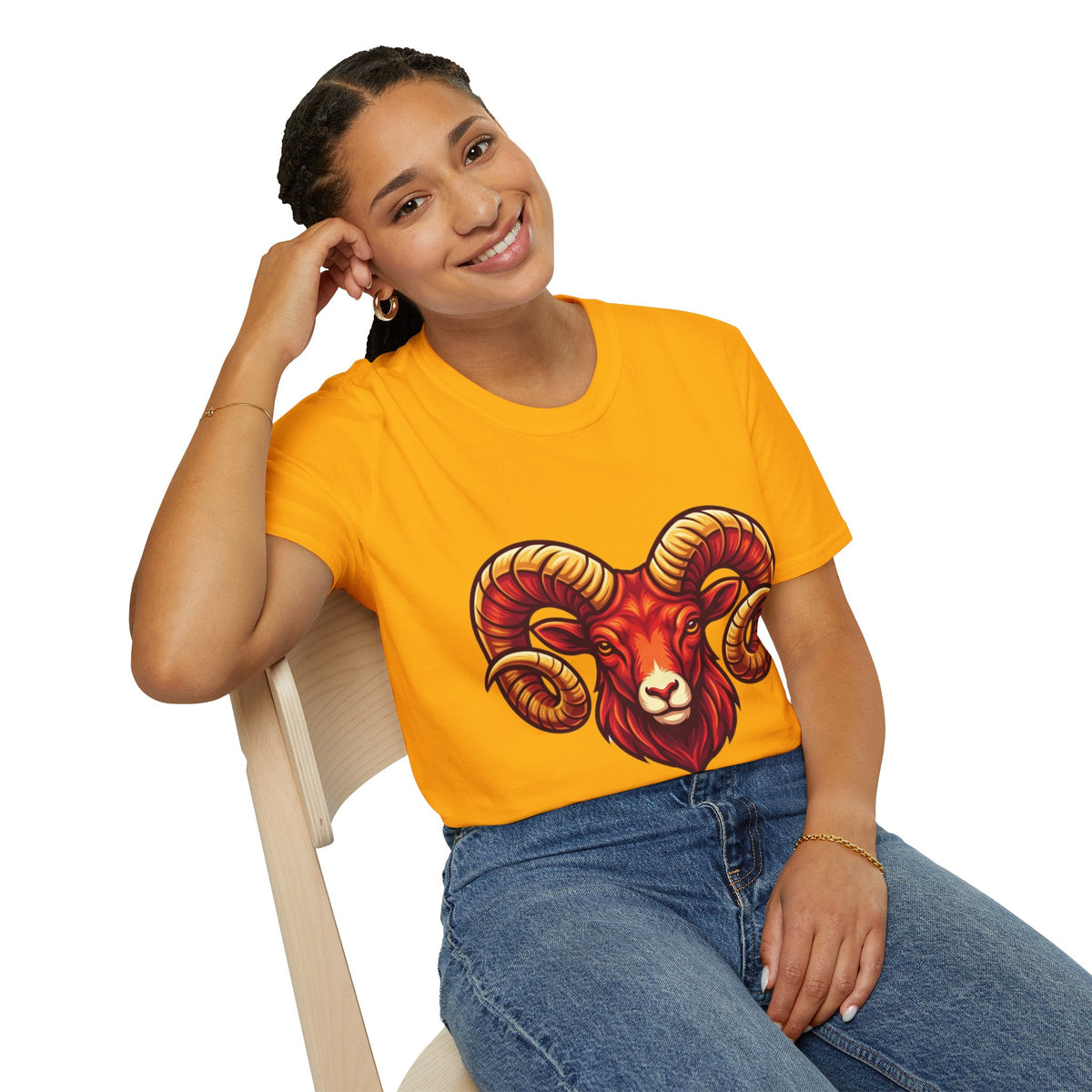 Aries Zodiac Ram Skull T-Shirt — Bold Goat Horn Graphic Tee (Aries/Zodiac)