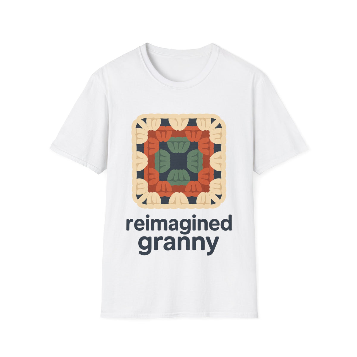 "Reimagined Granny" Retro Crochet Tee | Colorful Granny Square T-Shirt - Trending Now - September 2026