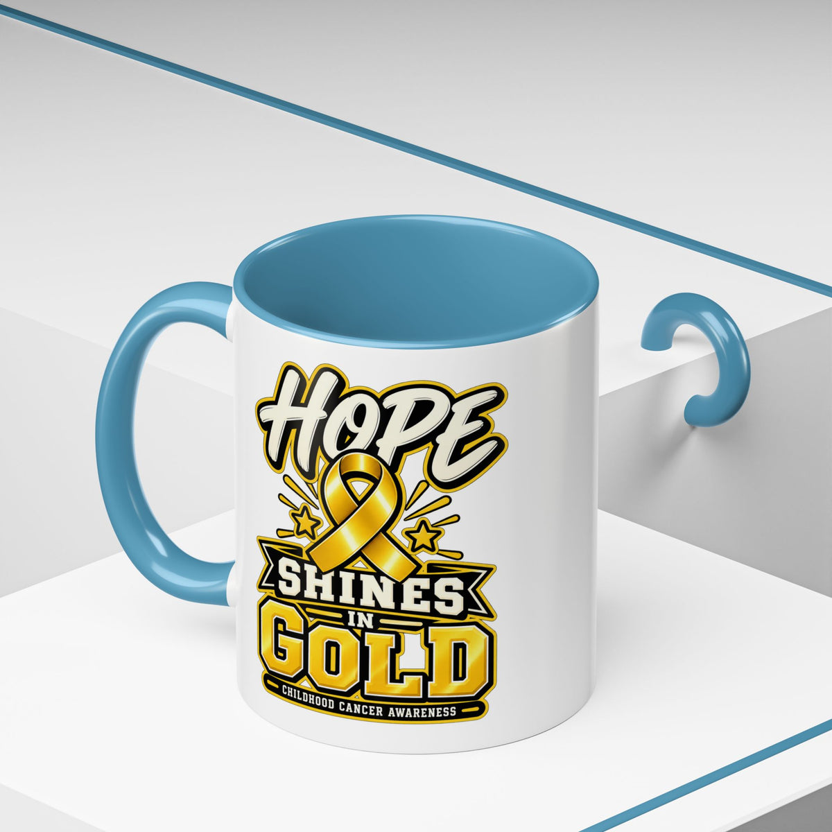 Hope Shines in Gold Coffee Mug — Childhood Cancer Awareness Accent Mug