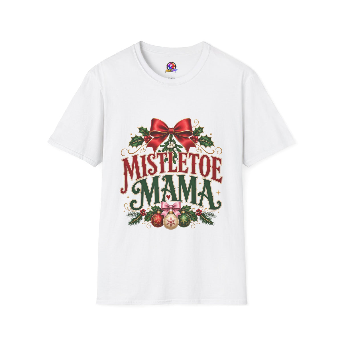 Mistletoe Mama T-Shirt — Festive Christmas Holiday Tee with Bow & Holly