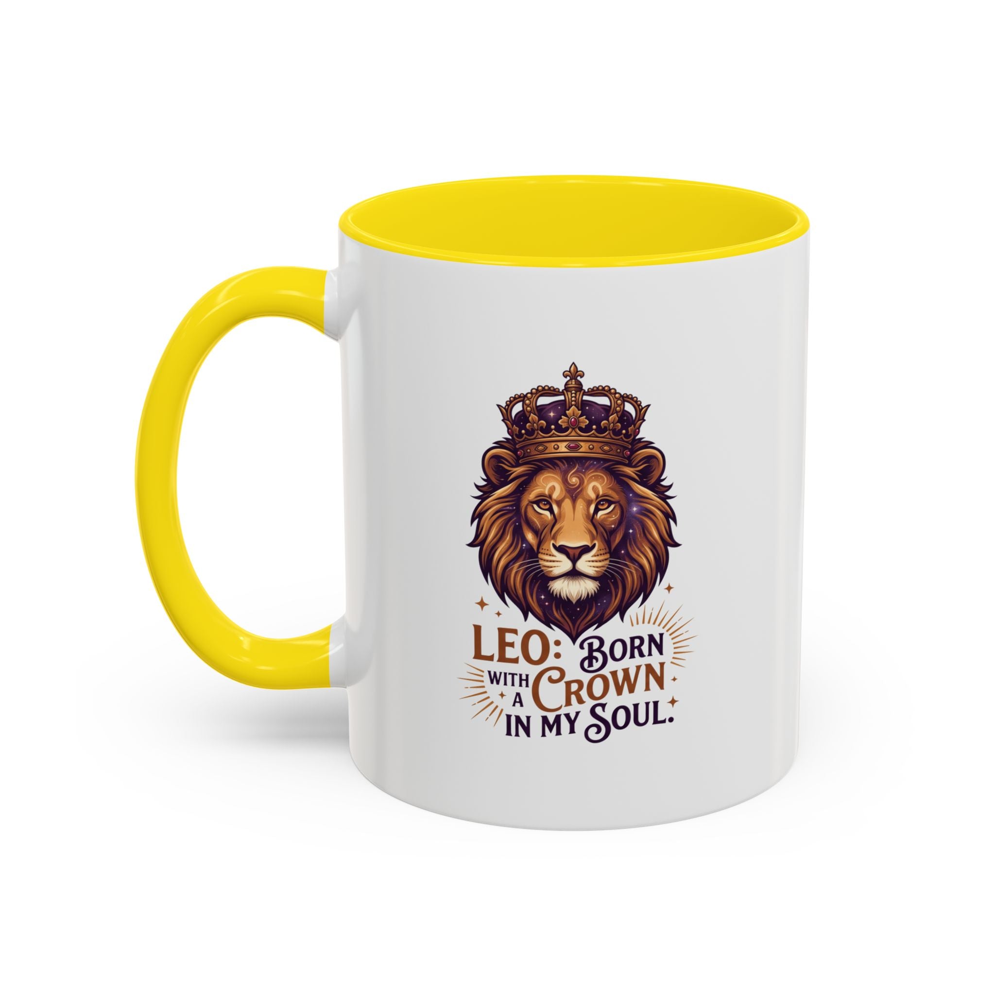 Leo Zodiac Coffee Mug — "Born with a Crown in My Soul" Lion Design