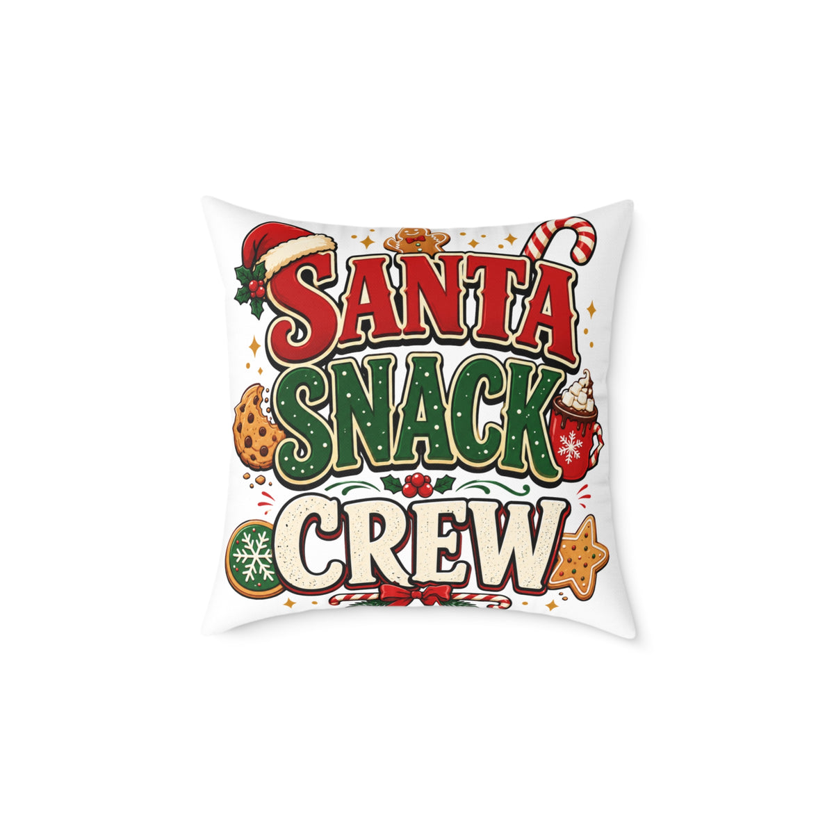 Christmas Santa Snack Crew Pillow — Christmas Holiday Decorative Throw Pillow