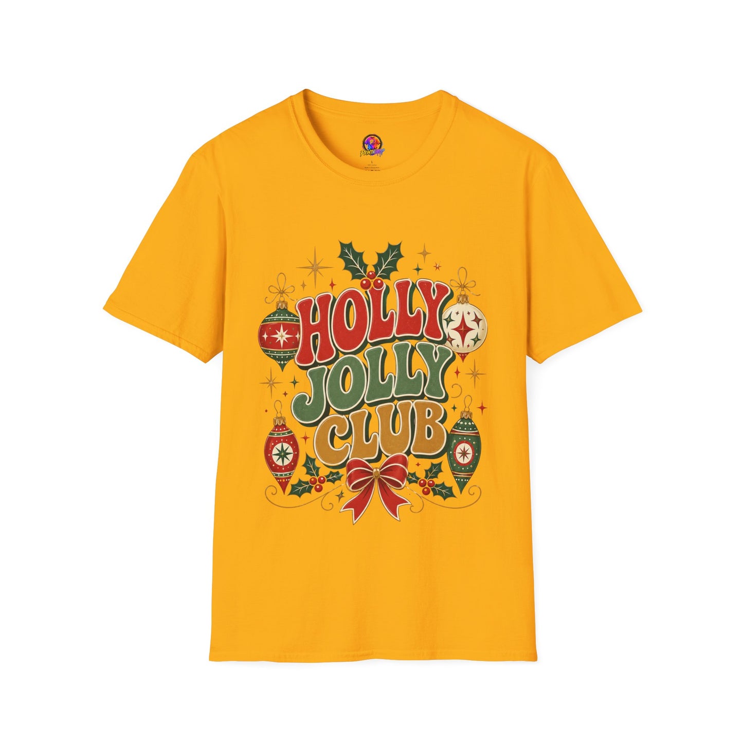 Holly Jolly Club Christmas T-Shirt — Retro Holiday Ornament Tee