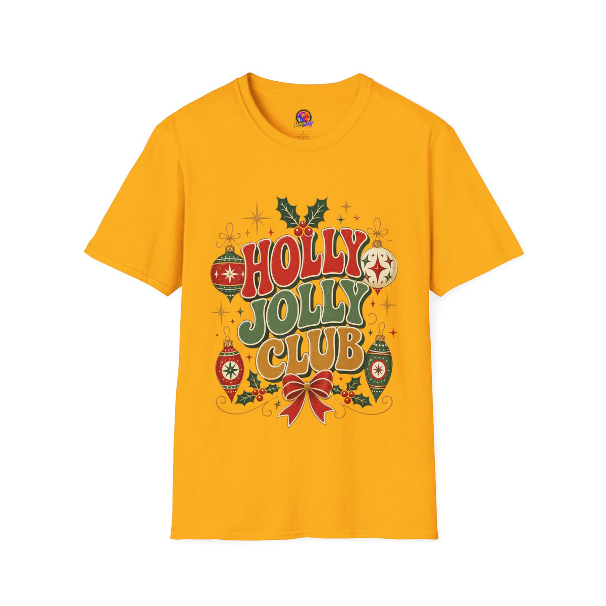 Holly Jolly Club Christmas T-Shirt — Retro Holiday Ornament Tee