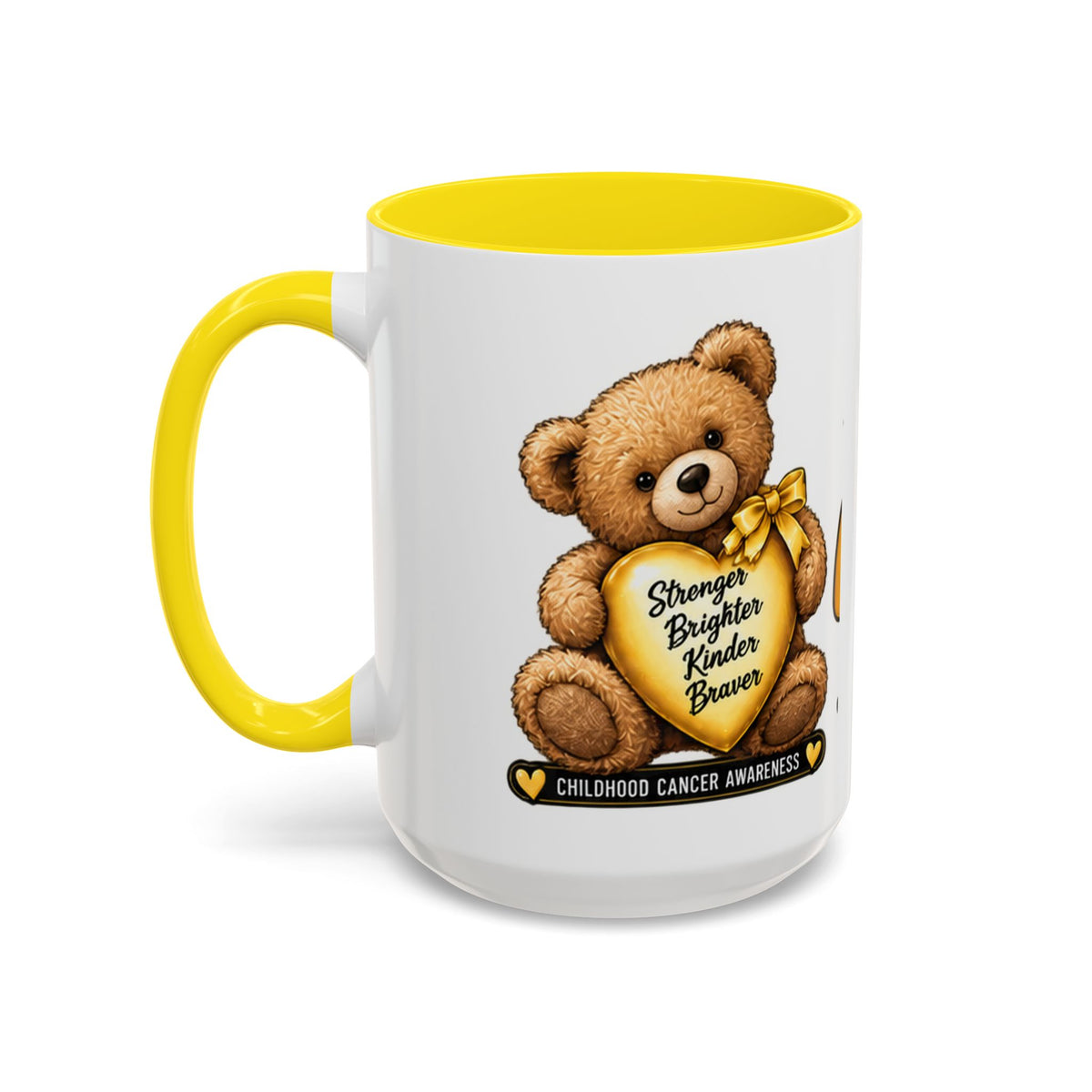 Gold Ribbon Teddy Bear Childhood Cancer Awareness Accent Mug (11/15oz)